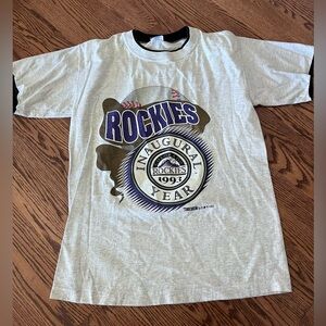 Vtg Colorado Rockies MLB 1993 Inaugural Season Mens M Heather Gray SS T Shirt